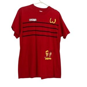 Vintage Beavis and Butt-Head McDonald’s Parody Tee Single Stitch 90s Red T-shirt